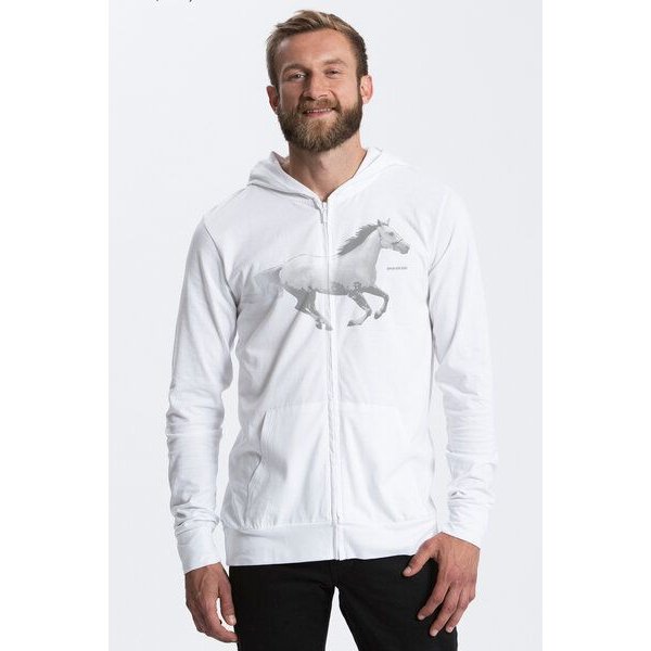 Peaces.bio - handbedruckte Biomode Herren Bio-Jersey-Zip-Hoodie Horsepower
