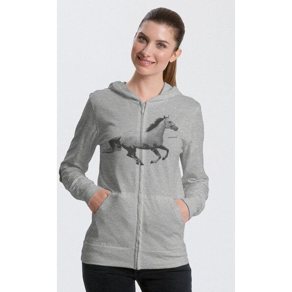 Peaces.bio - handbedruckte Biomode Bio-Jersey-Zip-Hoodie Horsepower