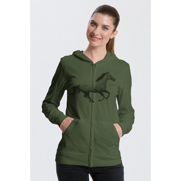 Peaces.bio - handbedruckte Biomode Bio-Jersey-Zip-Hoodie Horsepower
