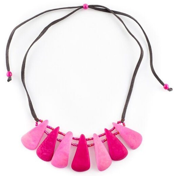 Mekhada Tagua Kette "Lollipop", Länge verstellbar bis ca. 65 cm, Satinband, Steinnuß (Naturprodukt), Fairtrade