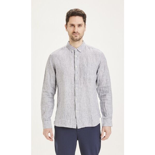 KnowledgeCotton Apparel Leinenhemd - LARCH LS striped linen
