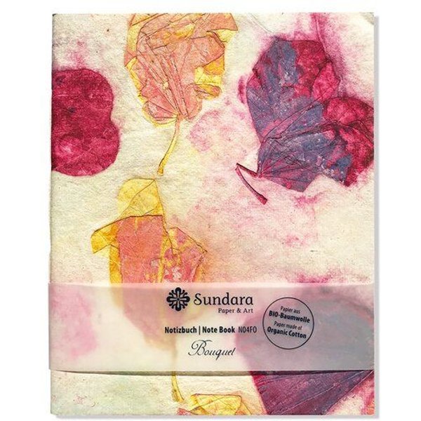 Sundara Notizbuch BOUQUET – handgeschöpftes Biobaumwoll-Papier, Pink/Orange