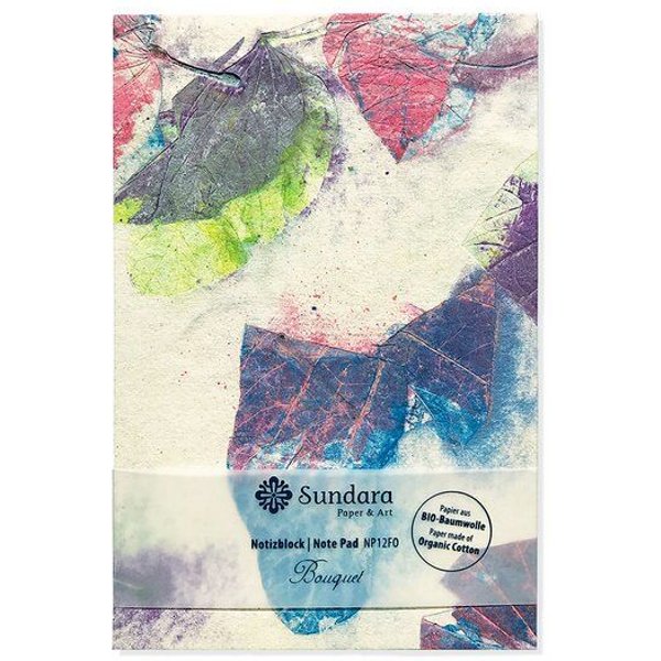 Sundara Notizblock BOUQUET – handgeschöpftes Biobaumwoll-Papier, Indigo