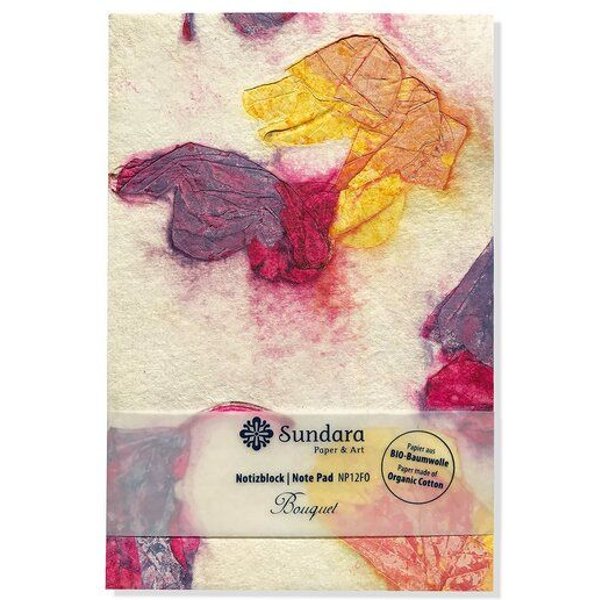 Sundara Notizblock BOUQUET – handgeschöpftes Biobaumwoll-Papier, Pink/Orange