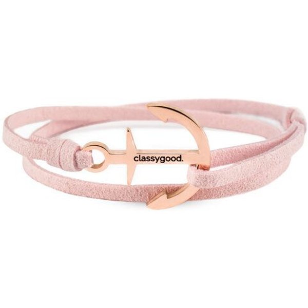 Classygood. Anker Armband Edelstahl - Rosègold - Alcantara-Leder Band