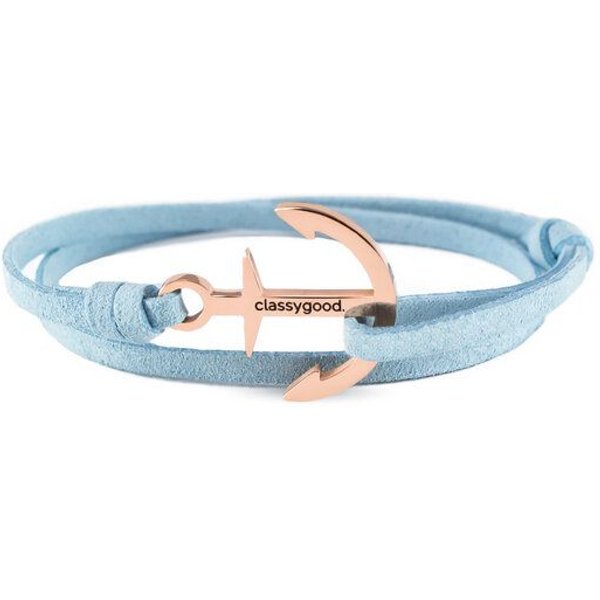Classygood. Anker Armband Edelstahl - Rosègold - Alcantara-Leder Band