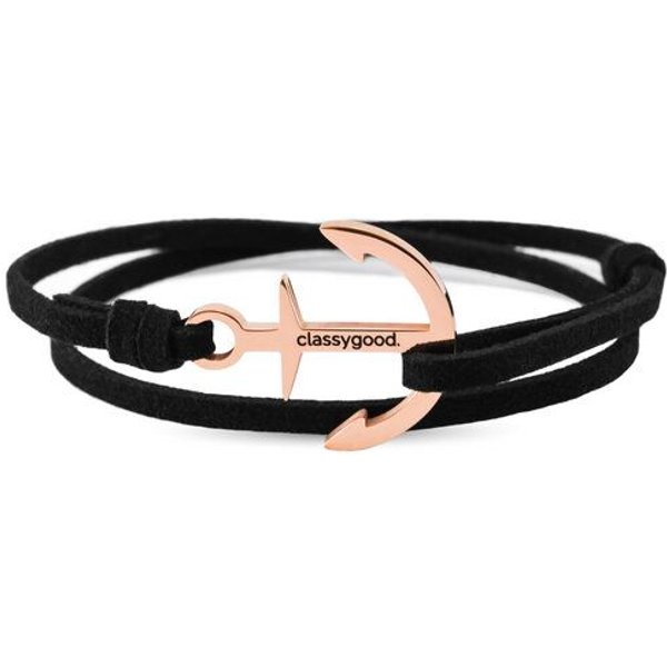 Classygood. Anker Armband Edelstahl - Rosègold - Alcantara-Leder Band