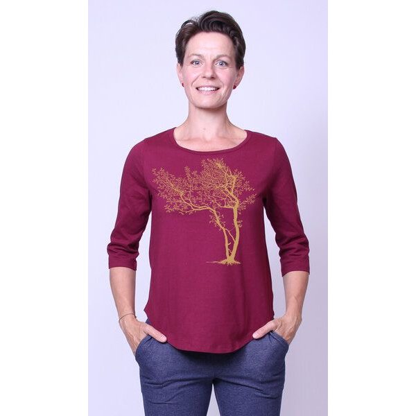 Peaces.bio - handbedruckte Biomode Bio-Damen-3/4 Arm Shirt- Fancy Tree