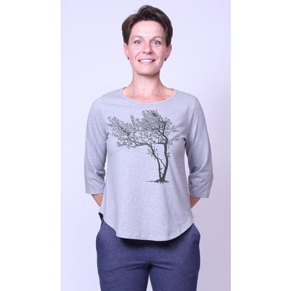 Peaces.bio - handbedruckte Biomode Bio-Damen-3/4 Arm Shirt- Fancy Tree