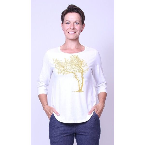 Peaces.bio - handbedruckte Biomode Bio-Damen-3/4 Arm Shirt- Fancy Tree
