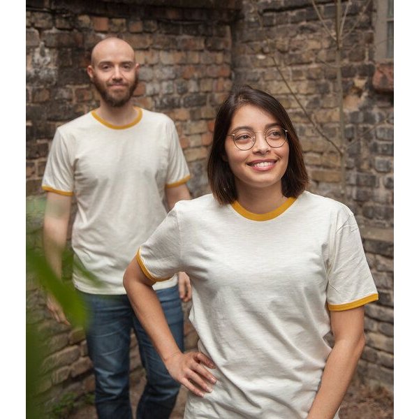 päfjes Basic Ringer Unisex T-Shirt - Fair gehandelt aus Baumwolle Slub - Bio