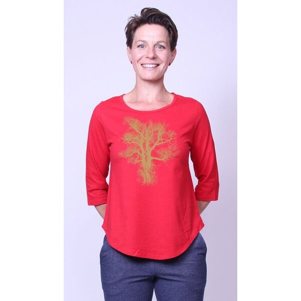 Peaces.bio - handbedruckte Biomode Bio-Damen-3/4 Arm Shirt Chestnut