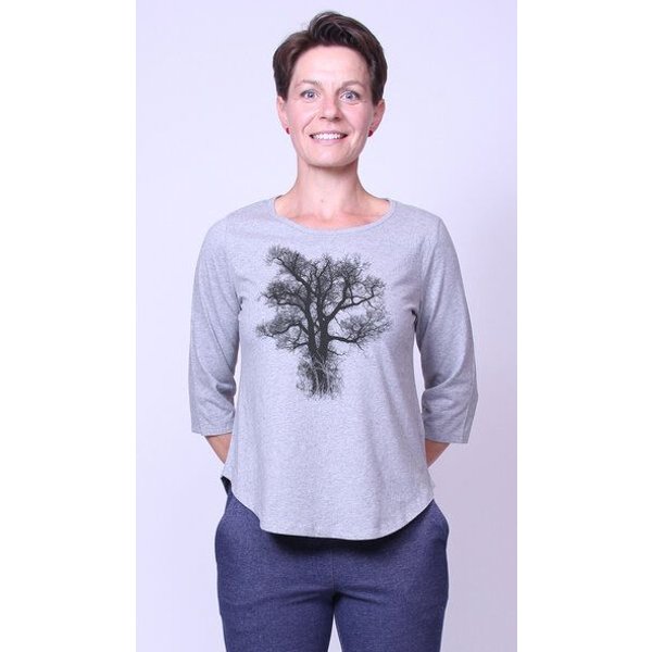 Peaces.bio - handbedruckte Biomode Bio-Damen-3/4 Arm Shirt Chestnut