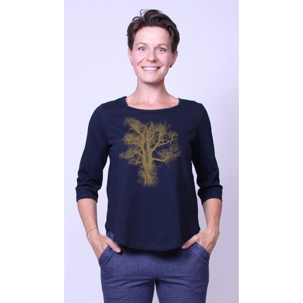 Peaces.bio - handbedruckte Biomode Bio-Damen-3/4 Arm Shirt Chestnut