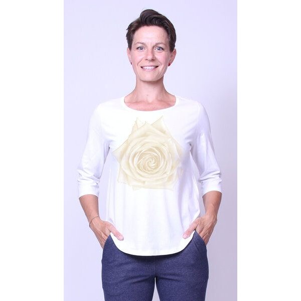 Peaces.bio - handbedruckte Biomode Bio-Damen-3/4 Arm Shirt Rose