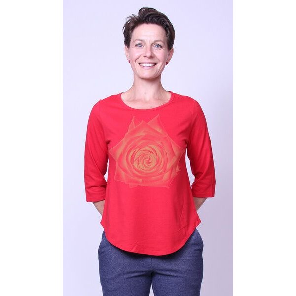 Peaces.bio - handbedruckte Biomode Bio-Damen-3/4 Arm Shirt Rose