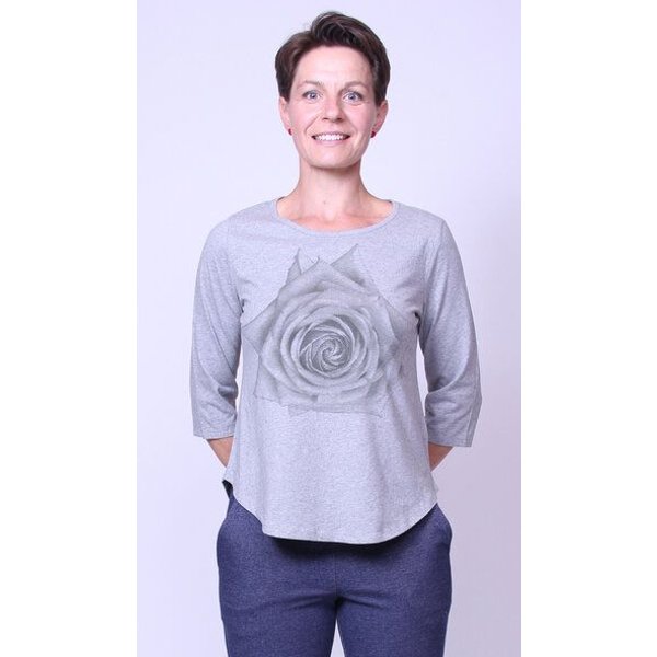 Peaces.bio - handbedruckte Biomode Bio-Damen-3/4 Arm Shirt Rose