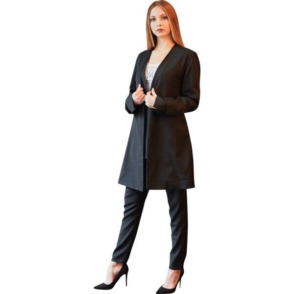 Yuna Miray Eleganter Gehrock/Mantel aus kbt Merinowolle "Coat" schwarz/anthrazit
