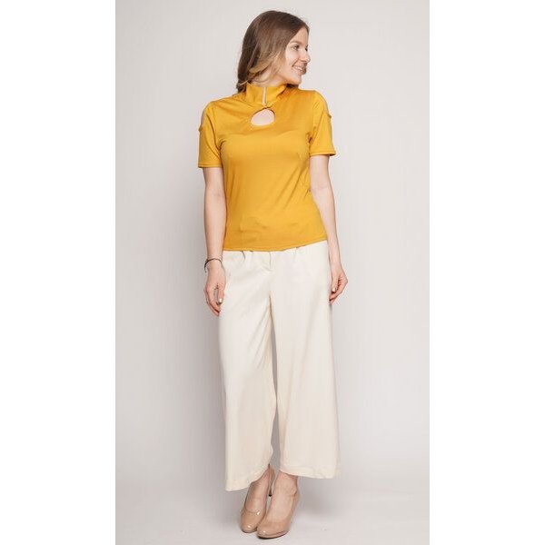 Peaces.bio - handbedruckte Biomode Elegante Stehkragenbluse