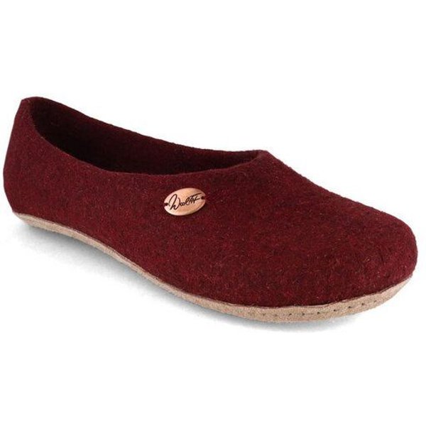 WoolFit Ballerina Hausschuhe mit vegetabiler Ledersohle und Filzeinlage