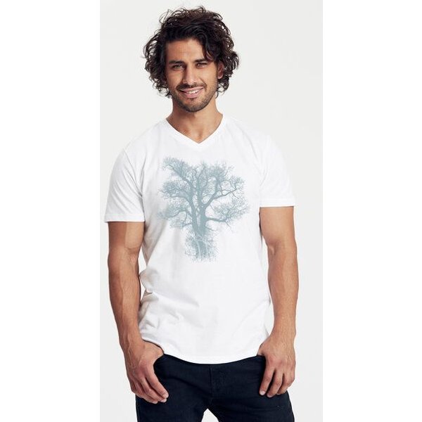 Peaces.bio - handbedruckte Biomode Bio-Herren-T-Shirt V-Neck Chestnut