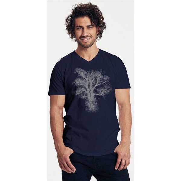 Peaces.bio - handbedruckte Biomode Bio-Herren-T-Shirt V-Neck Chestnut