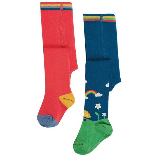 Frugi Warme Kinder Strumpfhosen im 2er-Pack aus Biobaumwolle
