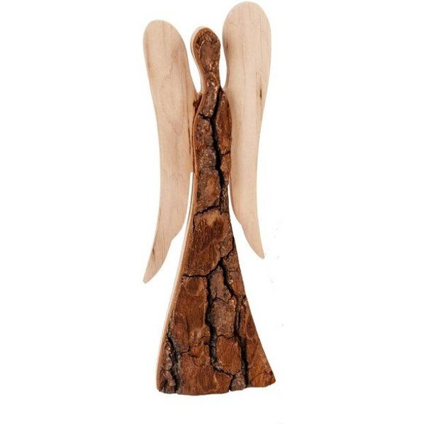 ReineNatur Engel aus Holz mit Rinde 21 x 6,5 cm