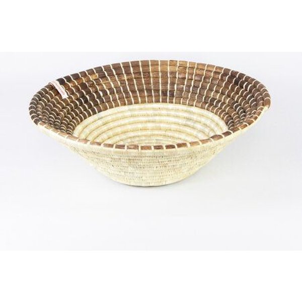 WomenCraft Deko- & Obstschale - 35cm - Braun/Weiß/Natur