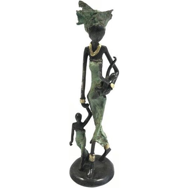 Moogoo Creative Africa Bronze-Skulptur "Frau mit Kindern II" by Issouf | 25 cm | Unikat | versch. Farben