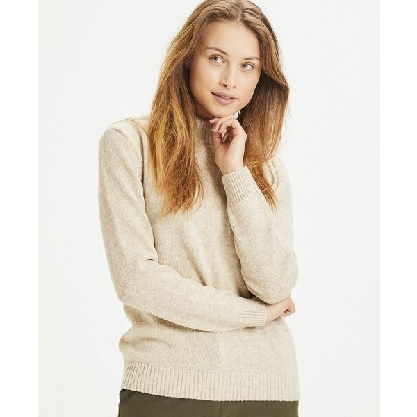 KnowledgeCotton Apparel Strickpullover - MYRTHE Lambswool High Neck - aus Bio-Lammwolle