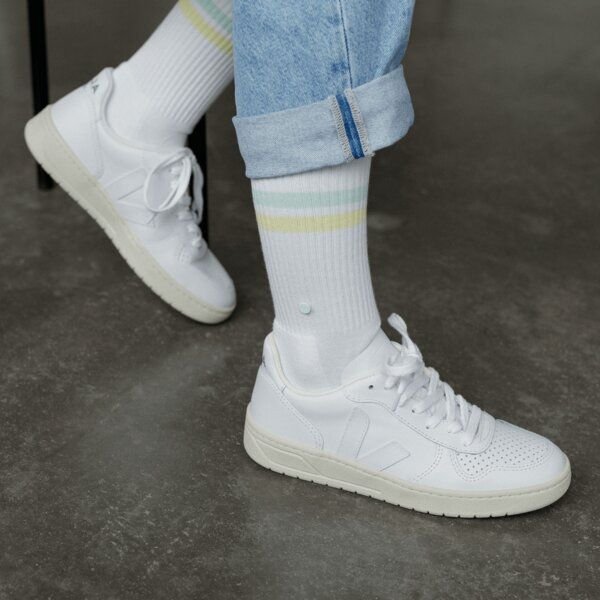 wysf. | what you stand for. Premium Retro Tennissocken weiß mit Knopf, Bio-Baumwoll-Mix (Sportsocken)