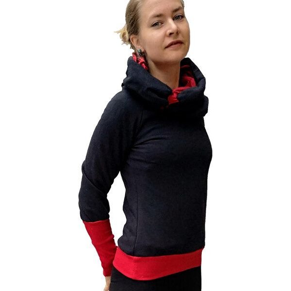 liebewicht Kapuzenpullover KapOn schwarz/rot 2 Längen nach Wahl