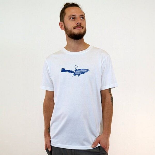 Spangeltangel T-Shirt, "Dosenfisch", Männershirt, Siebdruck, Fischmotiv
