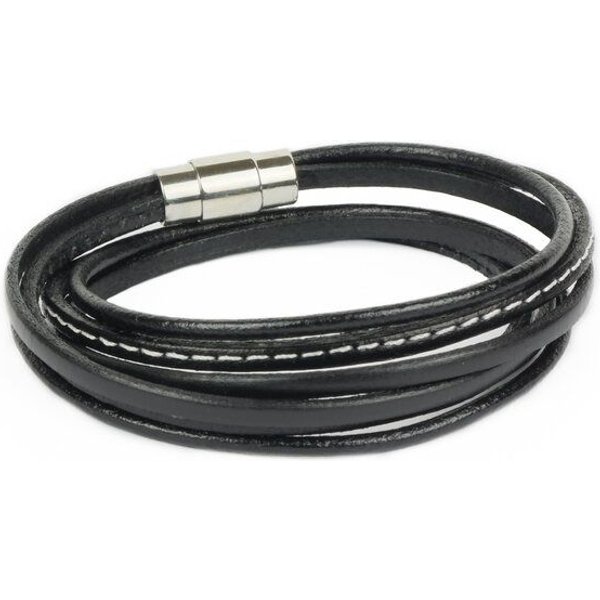 Simaru Lederarmband für Herren & Damen - schwarz -