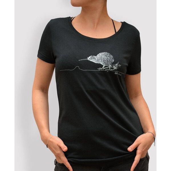 little kiwi Damen T-Shirt, "Kiwi", Modal, Anthracite, Schwarz