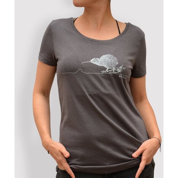 little kiwi Damen T-Shirt, "Kiwi", Modal, Anthracite, Schwarz