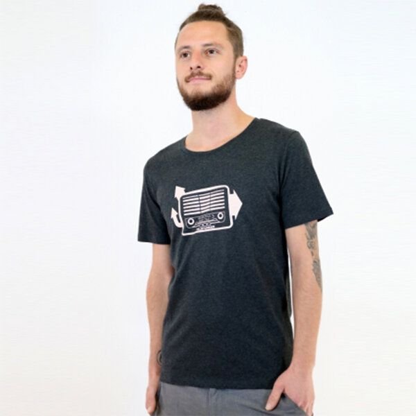 Spangeltangel T-Shirt "Radio", Herren, bedruckt, Siebdruck, Bio-Baumwolle, Musik retro