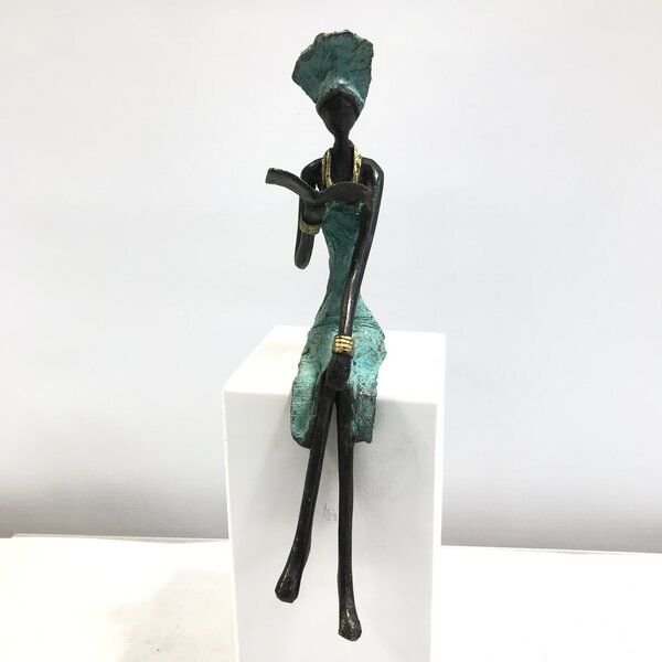Moogoo Creative Africa Bronze-Skulptur "Lesende Frau" 25 cm