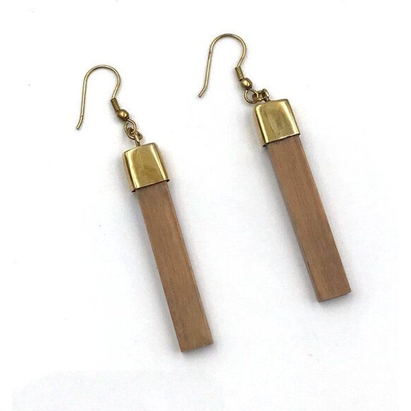 Mekhada Messingohrring mit Holz