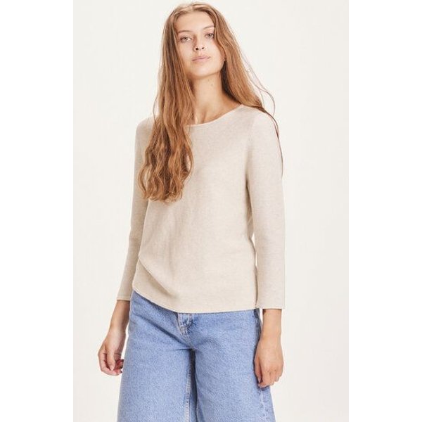 KnowledgeCotton Apparel Strickpullover Myrthe mit U-Boot Ausschnitt - aus Biobaumwolle