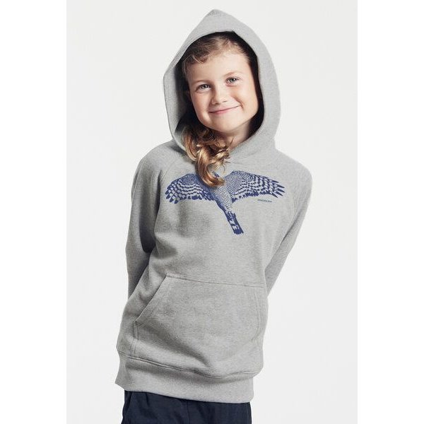 Peaces.bio - handbedruckte Biomode Bio-Kinder-Kapuzen-Sweatshirt "Sperber"