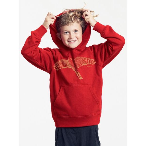 Peaces.bio - handbedruckte Biomode Bio-Kinder-Kapuzen-Sweatshirt "Sperber"