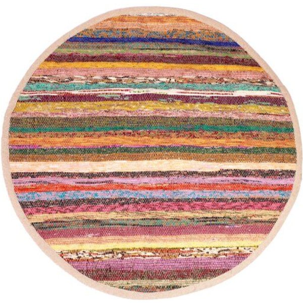 Himal Hemp HH runder Teppich, Tischdecke oder Wanddeko handgewebt aus Recycle Sari