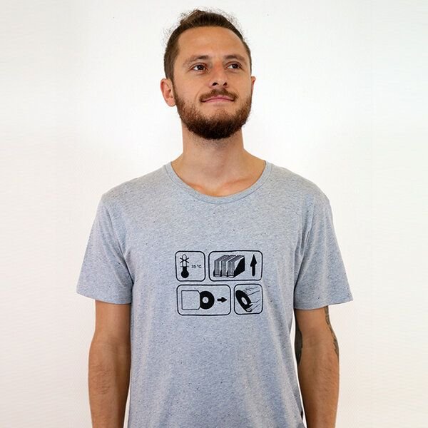 Spangeltangel T-Shirt "35°C", nachhaltig, bedruckt, Herren, Vinyl, Plattenspieler, Platten