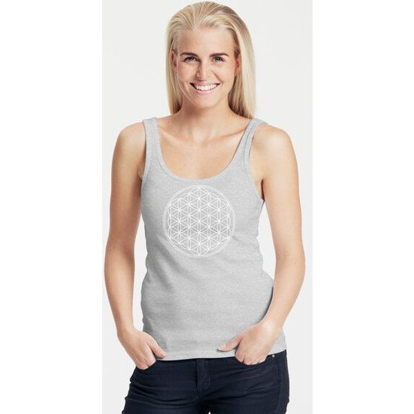 Peaces.bio - handbedruckte Biomode Bio Damen Tank-Top "Die Blume des Lebens"