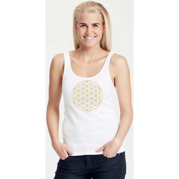Peaces.bio - handbedruckte Biomode Bio Damen Tank-Top "Die Blume des Lebens"