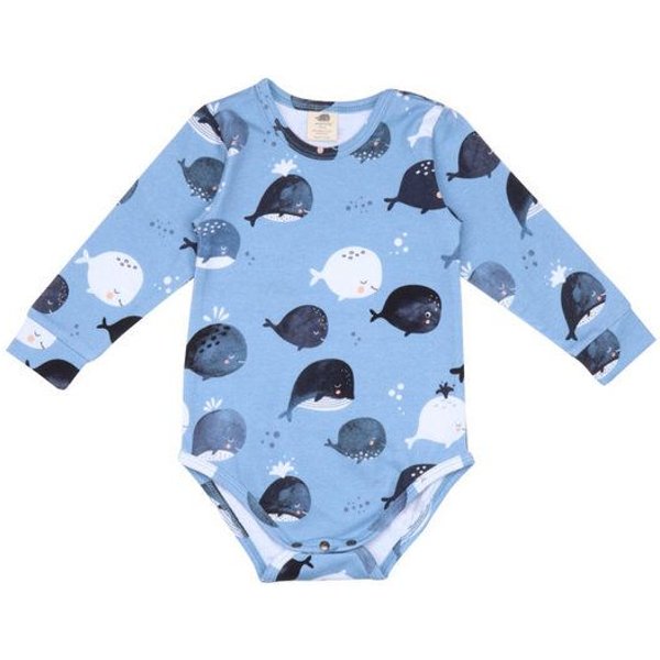 Baby Body Langarm *Cute Whales* Gots & Bio | Walkiddy