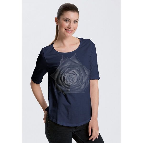 Peaces.bio - handbedruckte Biomode Bio-Halbarm Shirt Rose Damen