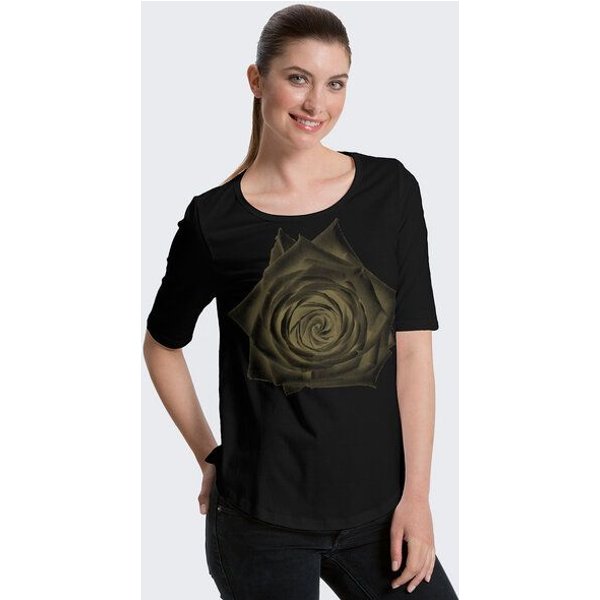 Peaces.bio - handbedruckte Biomode Bio-Halbarm Shirt Rose Damen